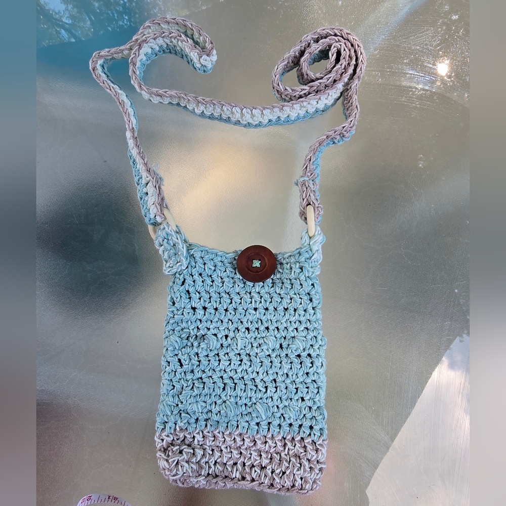 Crochet Crossbody Bag with Button
